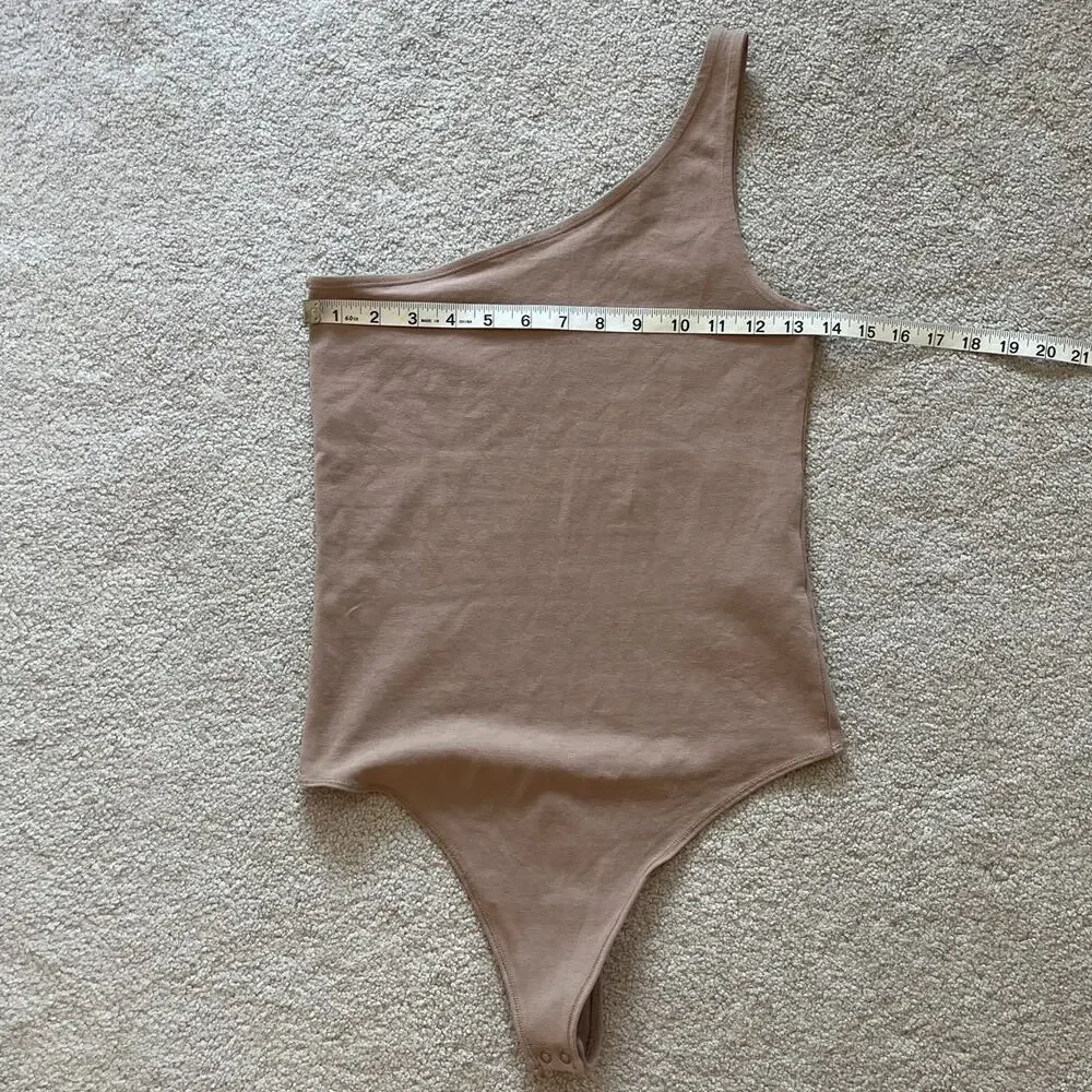 Abercrombie & Fitch Womens Soft A&F Beige One Shoulder Bodysuit Size Medium - Picture 6 of 7